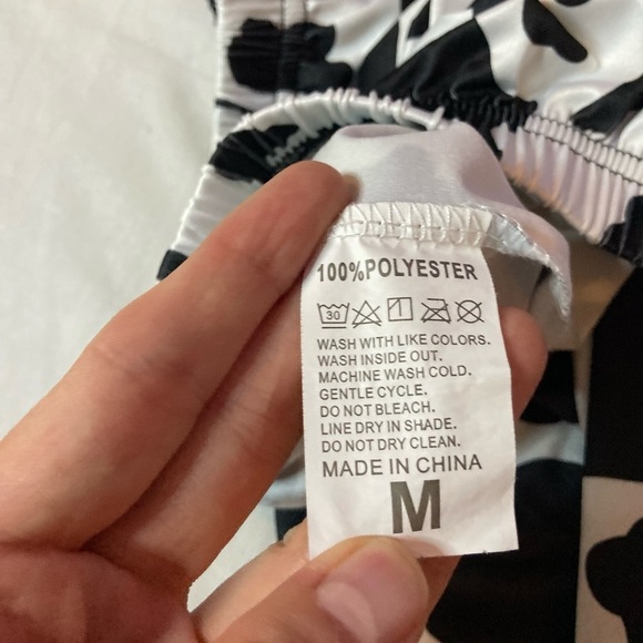 Black and White Cow Print Lace Trim Sleepwear Set Size XS (Tagged M) - Picture 2 of 4